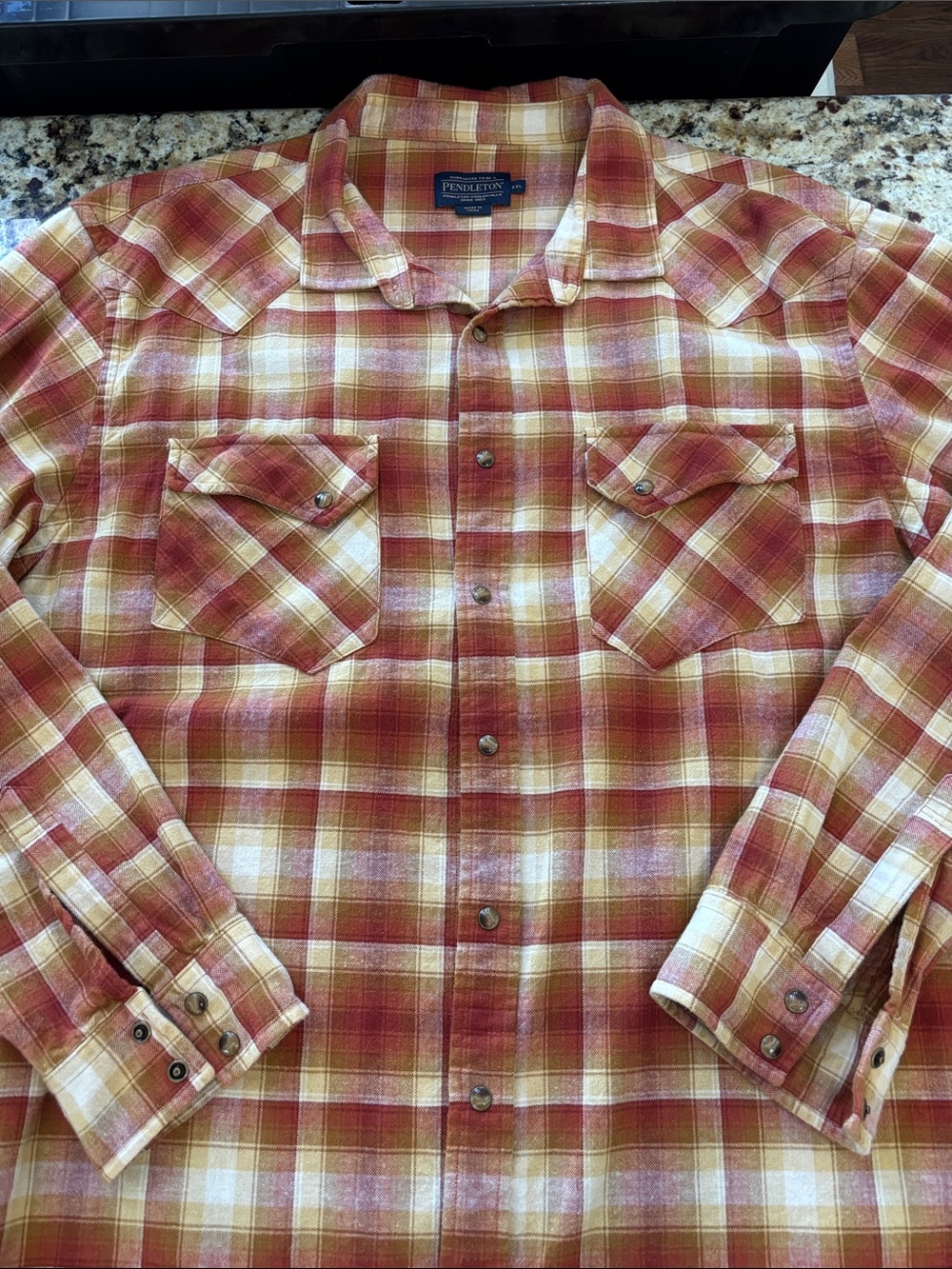 Pendleton Orange and Cream Plaid Button-Down Shirt